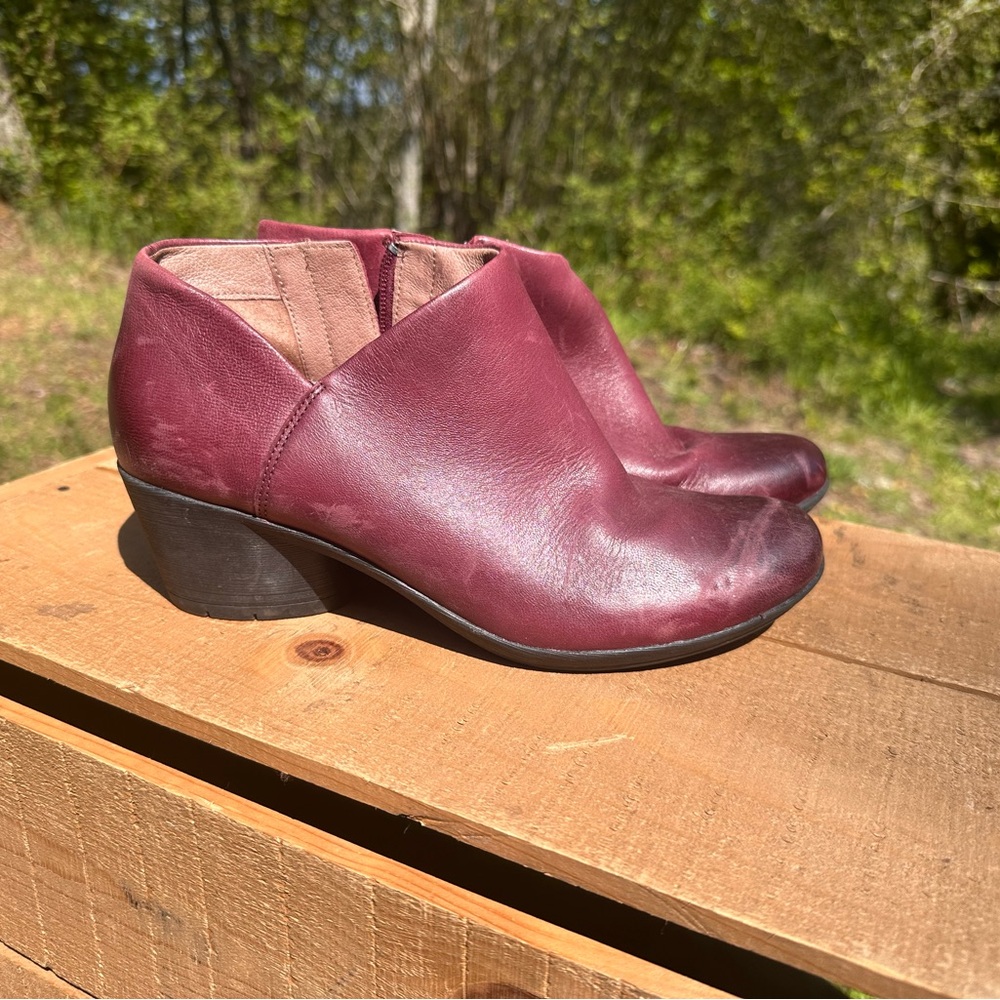 Dansko Red Ankle Booties Leather Comfort